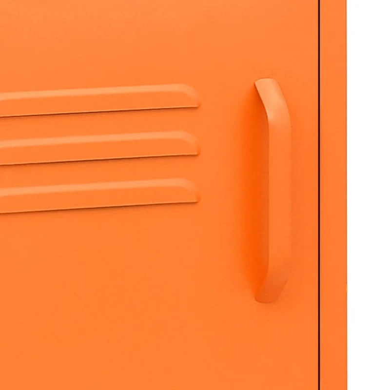 Table de chevet avec compartiment avec porte et ouvert 35 x 35 x 51 cm acier orange DEC034539