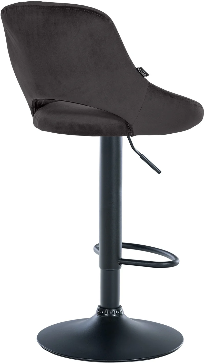Lot de 2 tabourets de bar réglables en velours noir dossier ajouré et pied métal noir 10_0006143