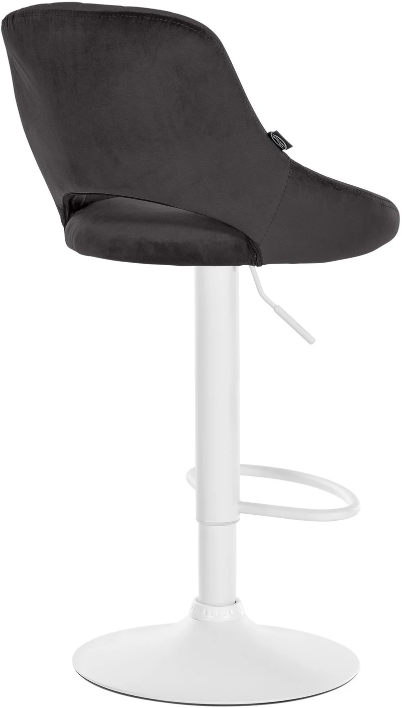 Lot de 2 tabourets de bar réglables en velours noir dossier ajouré et pied métal blanc 10_0006144