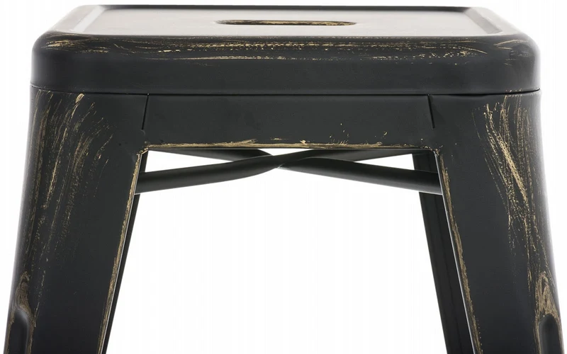 Tabouret design industriel empilable hauter 46 cm en métal doré 10_0005495
