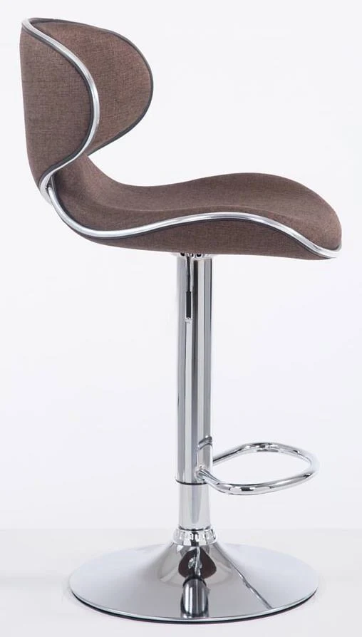 Lot de 2 tabourets de bar pivotant design moderne en tissu marron support en métal chromé 10_0004266
