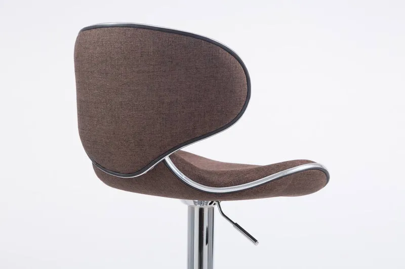 Lot de 2 tabourets de bar pivotant design moderne en tissu marron support en métal chromé 10_0004266