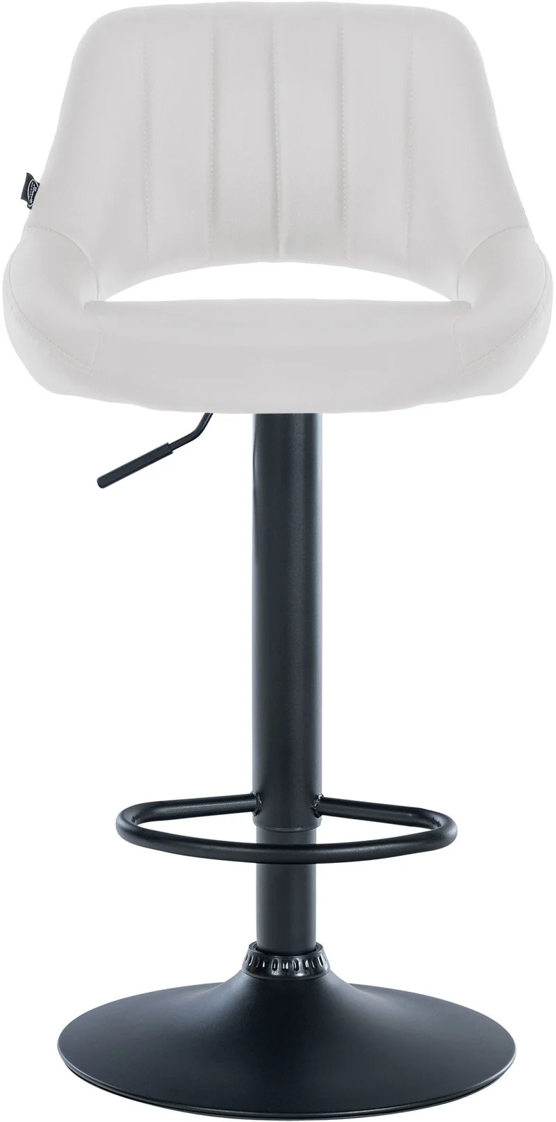 Lot de 2 tabourets de bar chaises hautes réglables en PVC blanc dossier ajouré et pied métal noir 10_0006491