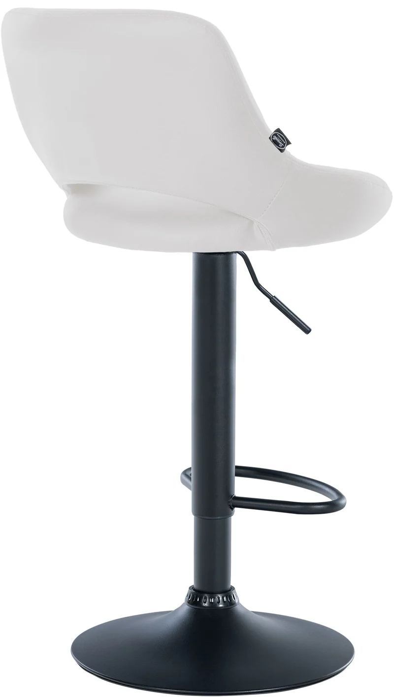 Lot de 2 tabourets de bar chaises hautes réglables en PVC blanc dossier ajouré et pied métal noir 10_0006491