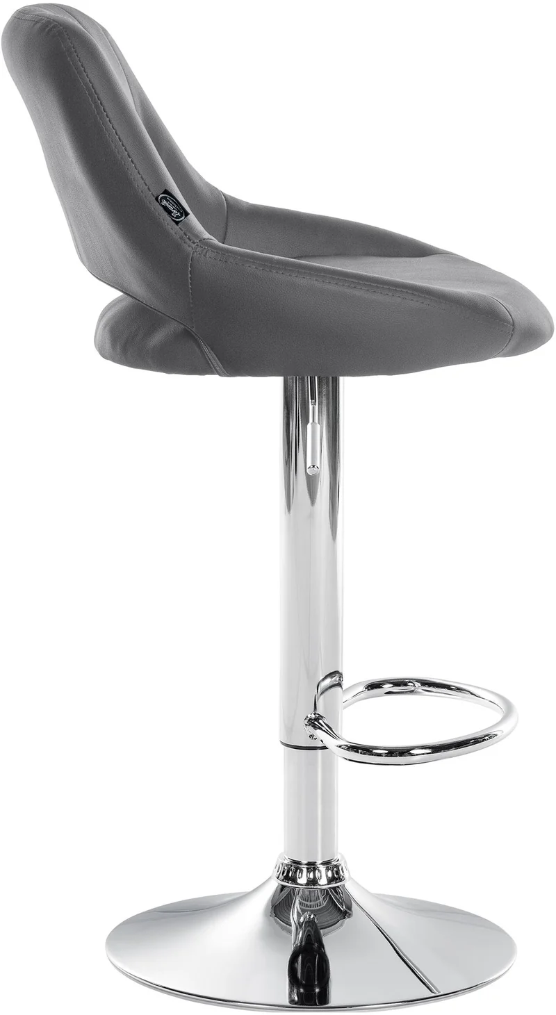Tabouret de bar x1 avec repose-pieds pivotant et réglable en PVC gris et métal 10_0005211