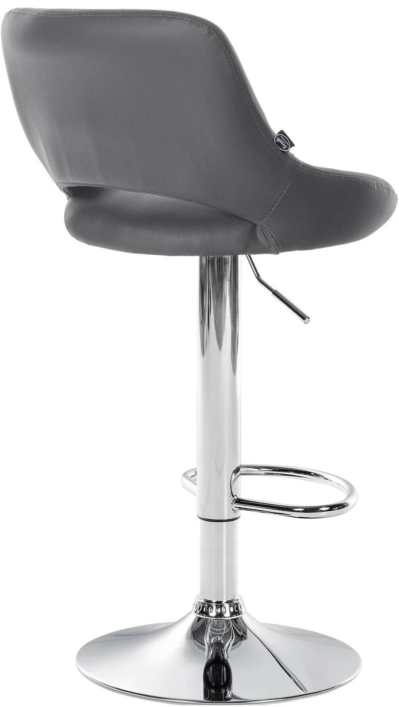 Tabouret de bar x1 avec repose-pieds pivotant et réglable en PVC gris et métal 10_0005211