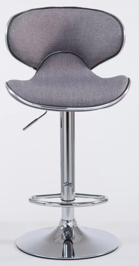 Lot de 2 tabourets de bar pivotant design moderne en tissu gris support en métal chromé 10_0004269