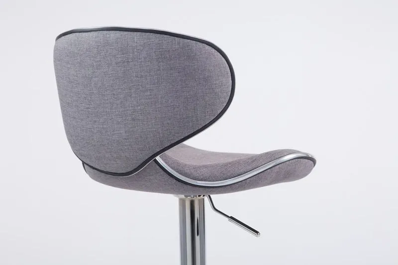 Lot de 2 tabourets de bar pivotant design moderne en tissu gris support en métal chromé 10_0004269
