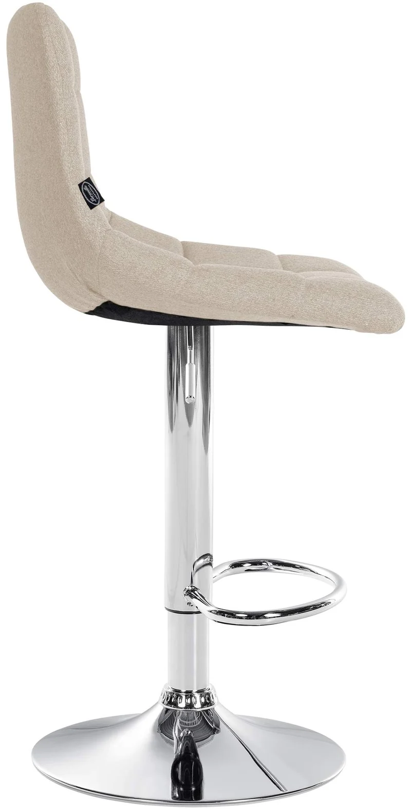 Lot de 2 tabourets de bar en tissu crème base métal chromé réglable en hauteur et repose-pieds TDB10620