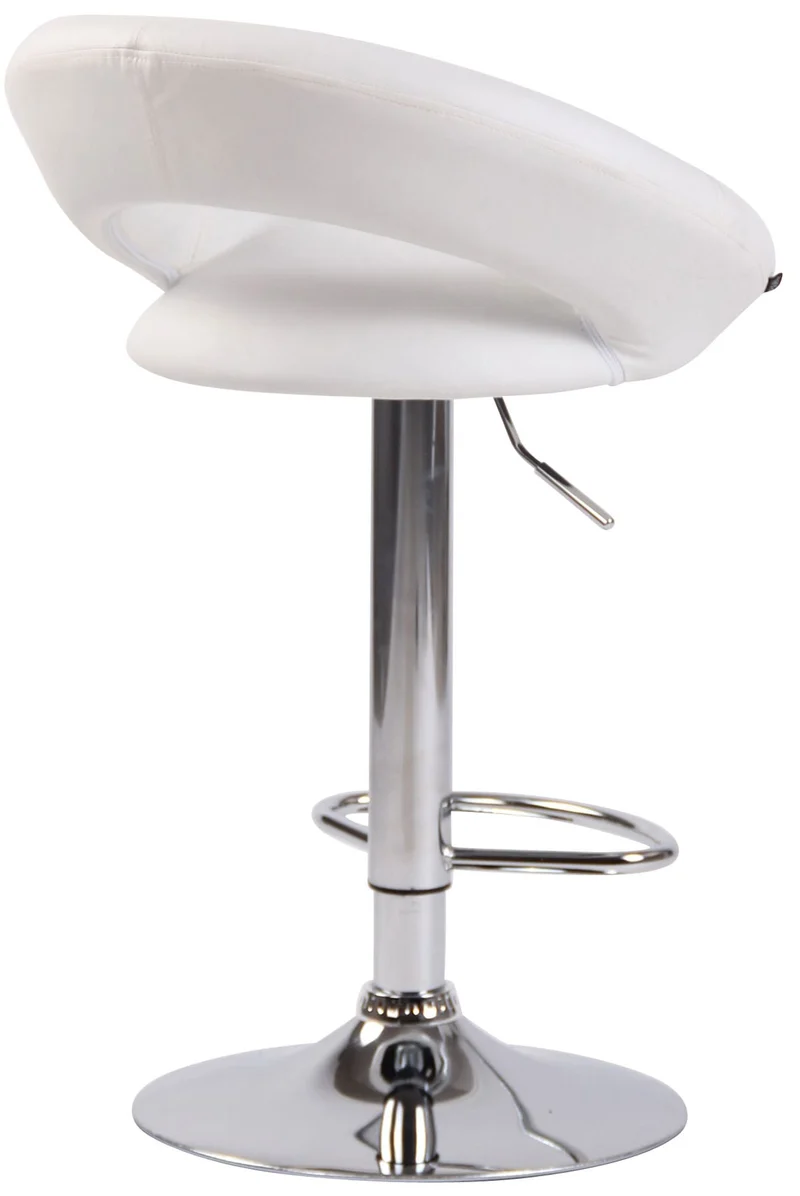Lot de 2 tabourets de bar en synthétique blanc design moderne base métal aspect chromé TDB10557