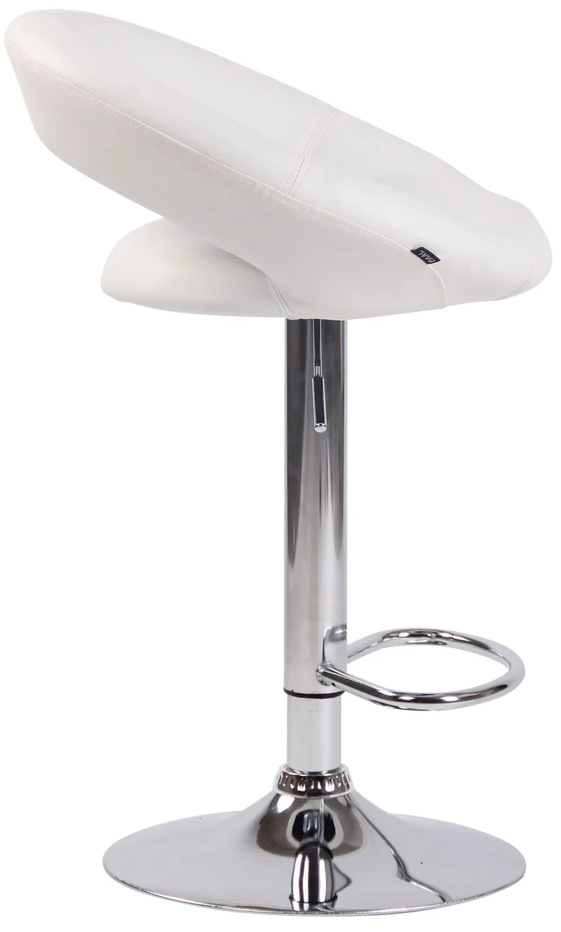 Lot de 2 tabourets de bar en synthétique blanc design moderne base métal aspect chromé TDB10557
