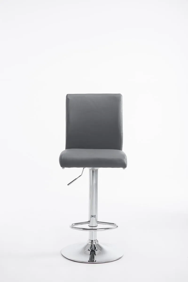 Tabouret de bar chaise haute avec repose-pieds forme trompette design moderne en synthétique gris 10_0000007