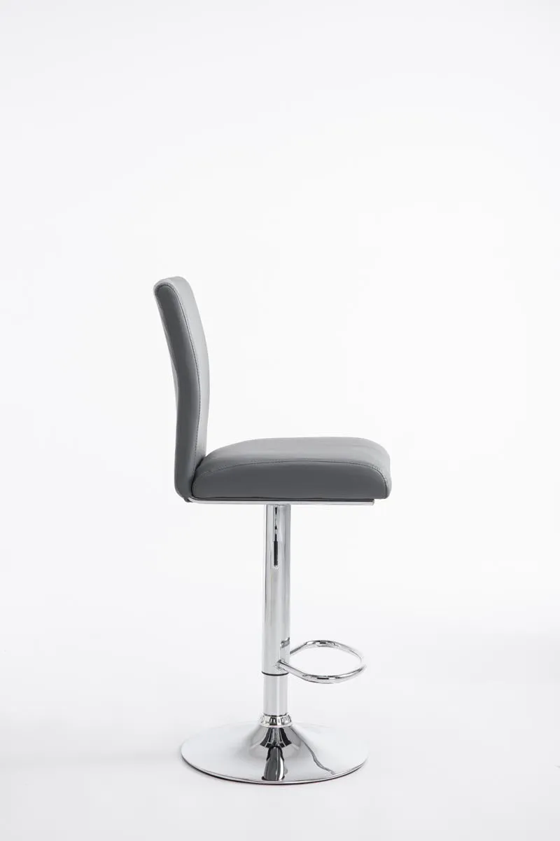Tabouret de bar chaise haute avec repose-pieds forme trompette design moderne en synthétique gris 10_0000007