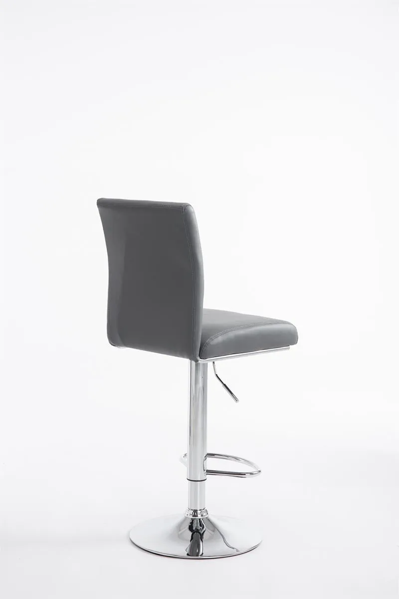 Tabouret de bar chaise haute avec repose-pieds forme trompette design moderne en synthétique gris 10_0000007
