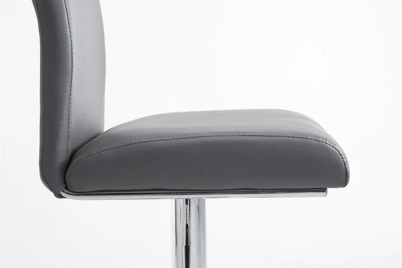 Tabouret de bar chaise haute avec repose-pieds forme trompette design moderne en synthétique gris 10_0000007