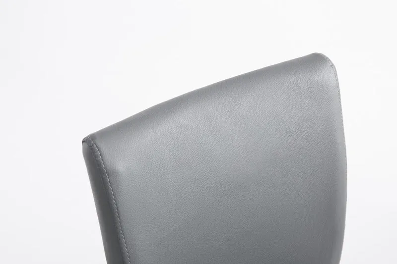 Tabouret de bar chaise haute avec repose-pieds forme trompette design moderne en synthétique gris 10_0000007