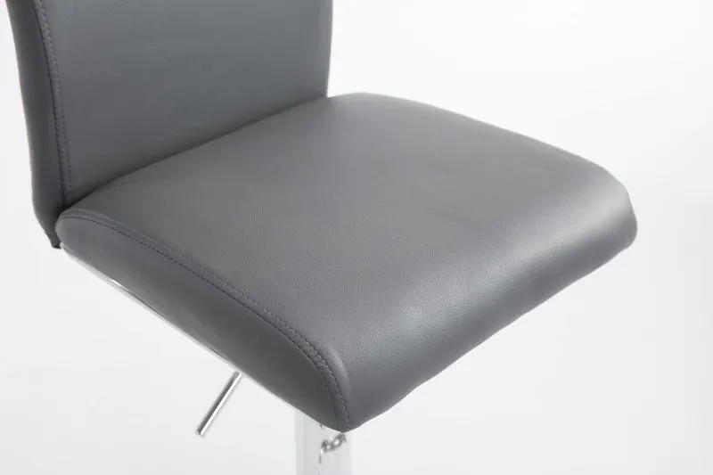 Tabouret de bar chaise haute avec repose-pieds forme trompette design moderne en synthétique gris 10_0000007