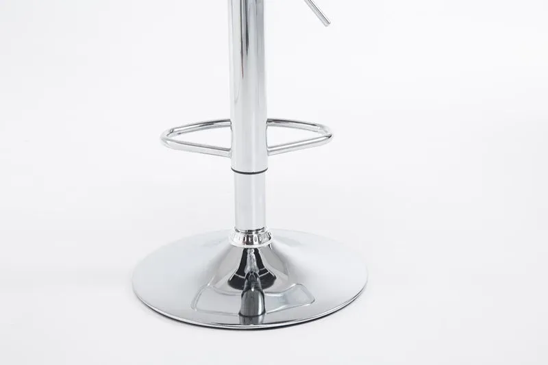 Tabouret de bar chaise haute avec repose-pieds forme trompette design moderne en synthétique gris 10_0000007