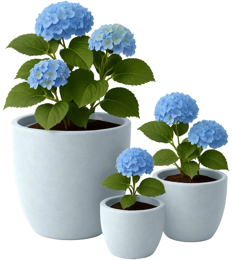 Pots de fleurs design en argile fibreuse gris – Lot de 3 tailles 10_0007961