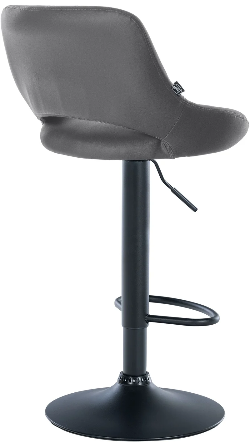 Tabouret de bar x1 avec repose-pieds pivotant et réglable en similicuir gris et métal noir 10_0006329