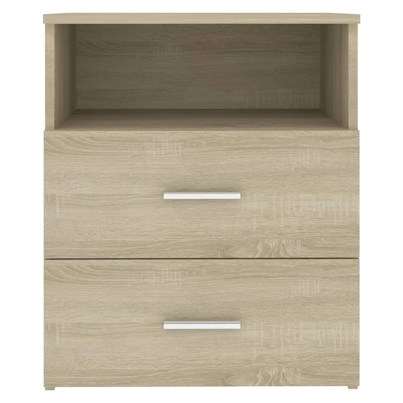 Table de chevet avec tiroirs et compartiment ouvert 50 x 32 x 60 cm bois d'ingénierie couleur chêne DEC033888