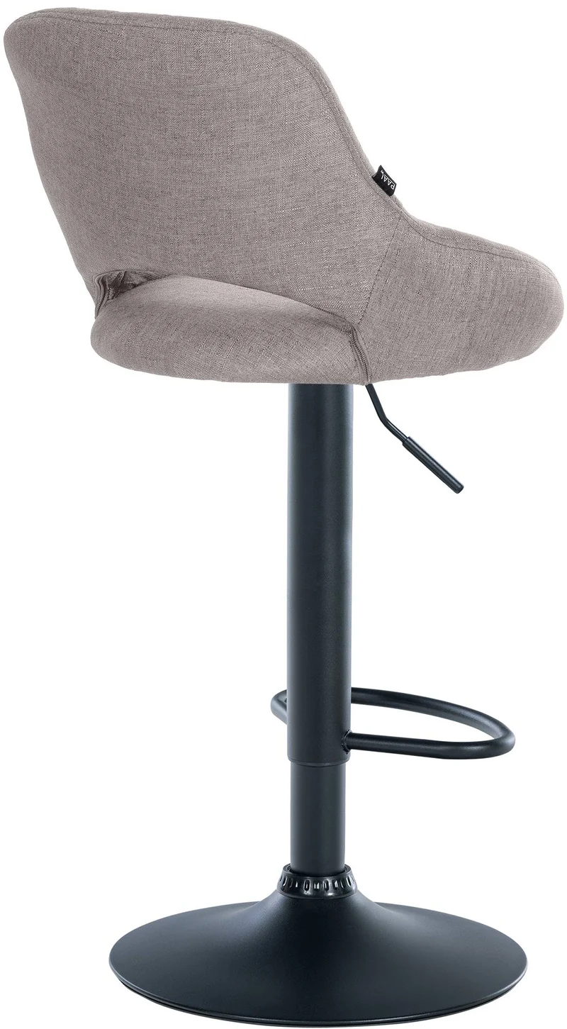Lot de 2 tabourets de bar réglables en tissu gris dossier ajouré et pied métal noir 10_0006337