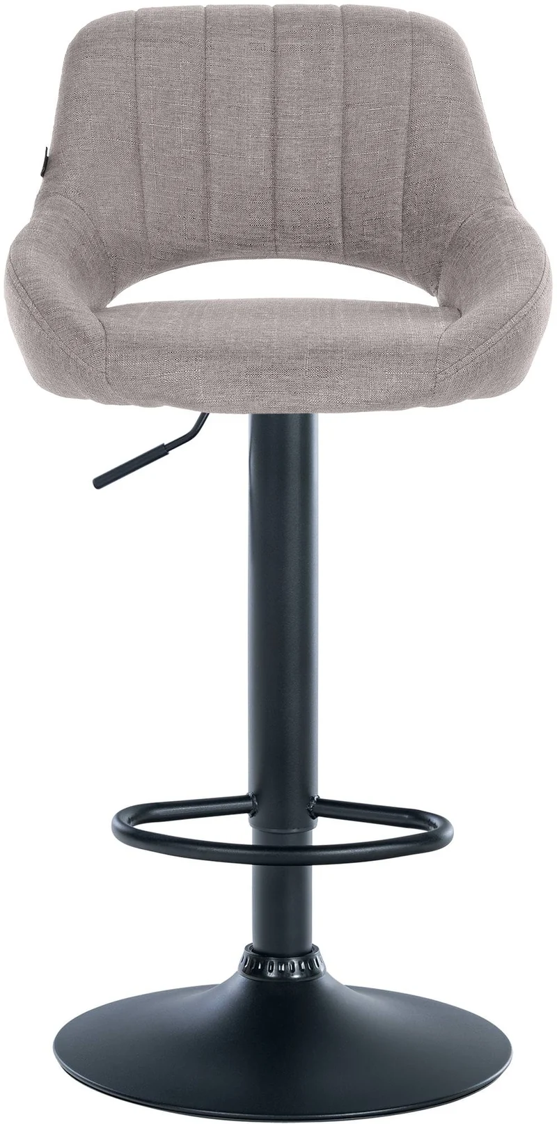 Lot de 2 tabourets de bar réglables en tissu gris dossier ajouré et pied métal noir 10_0006337