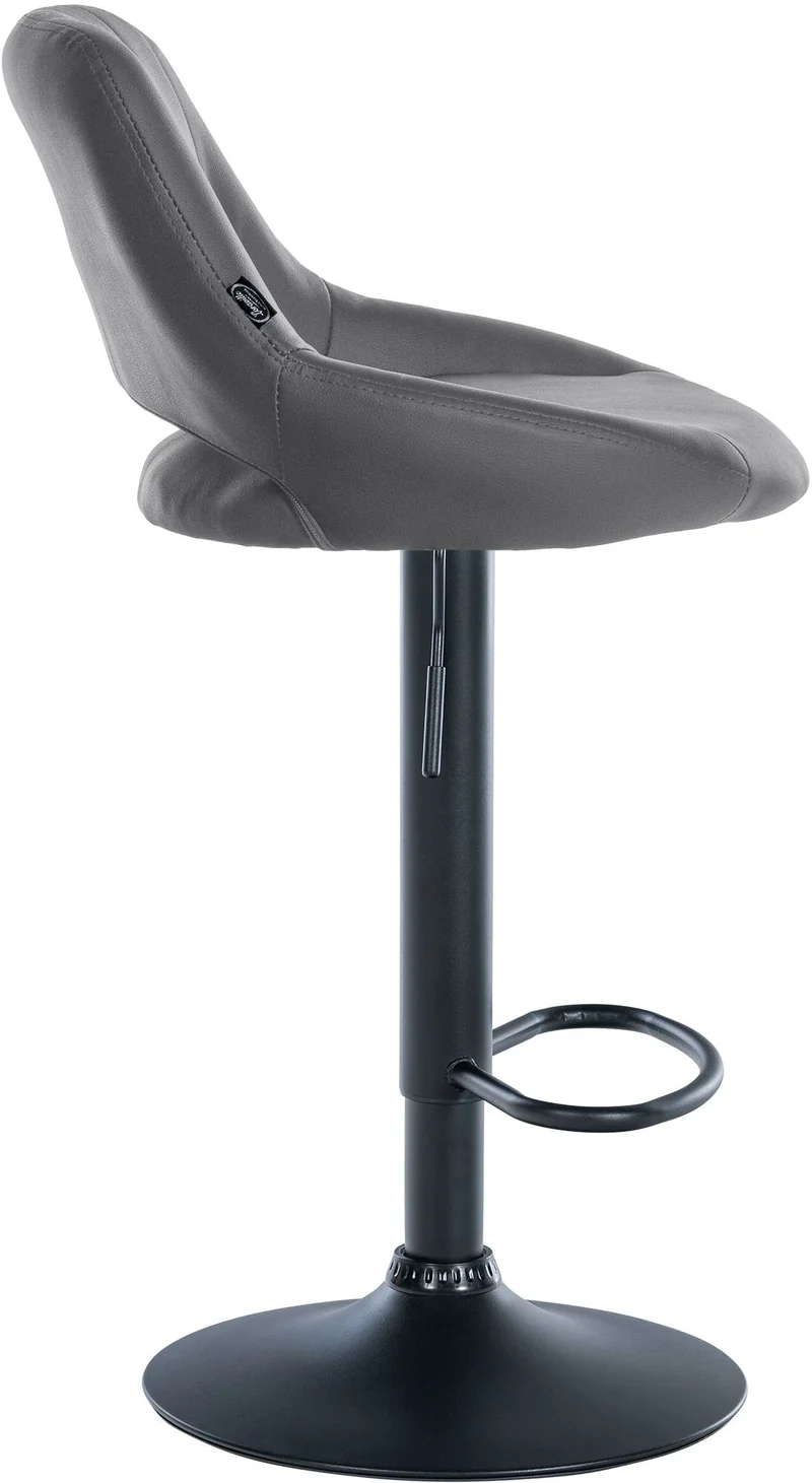 Lot de 2 tabourets de bar réglables en similicuir gris dossier ajouré et pied métal noir 10_0006666