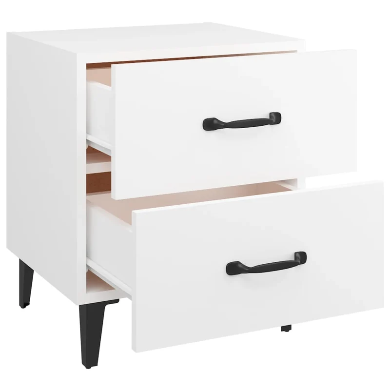 Lot de 2 tables de chevet avec tiroirs 40 x 35 x 47,5 cm bois d'ingénierie blanc DEC034911