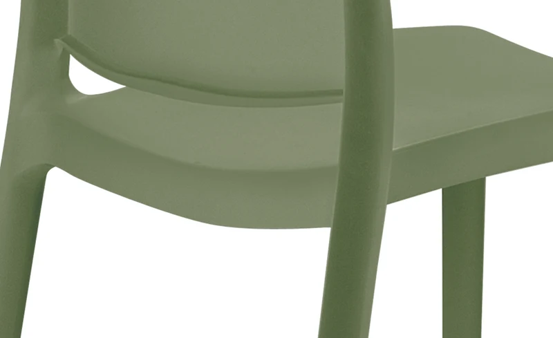 Chaise moderne empilable en polypropylène couleur olive – Résistante aux UV et à l’eau intérieur / extérieur 10_0007941