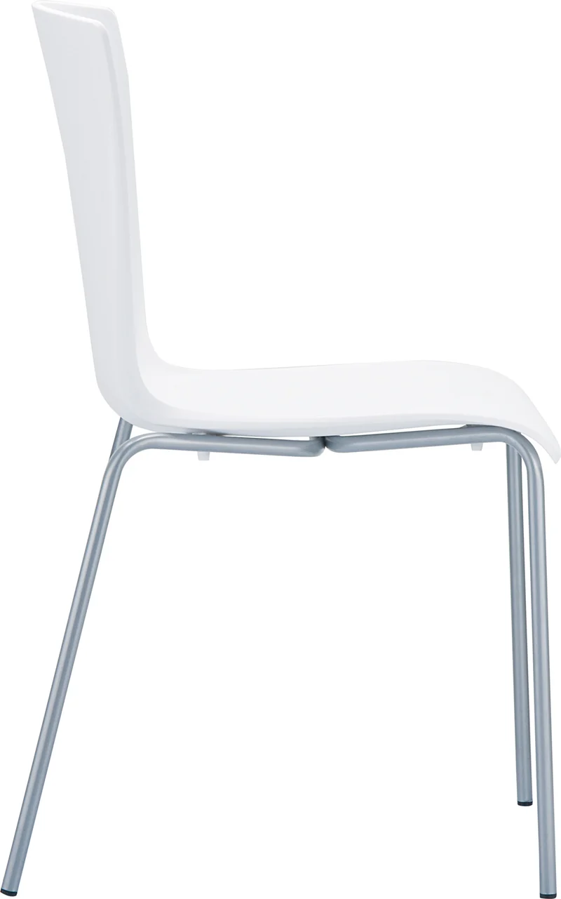 Lot de 2 chaises de cuisine ou véranda empilable pour intérieur ou extérieur assise en plastique blanc cadre en aluminium 10_0008031