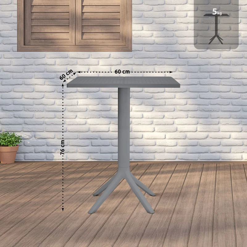 Table d'appoint pour intérieur ou extérieur 60x60 cm en plastique gris foncé 10_0009166