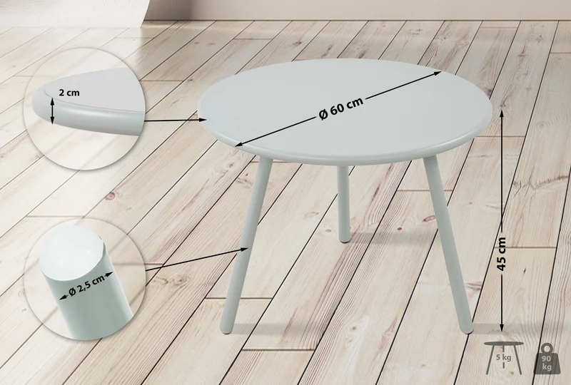 Table basse ronde intérieur / extérieur en polypropylène couleur turquoise – Ø 60 cm résistante aux intempéries 10_0009197