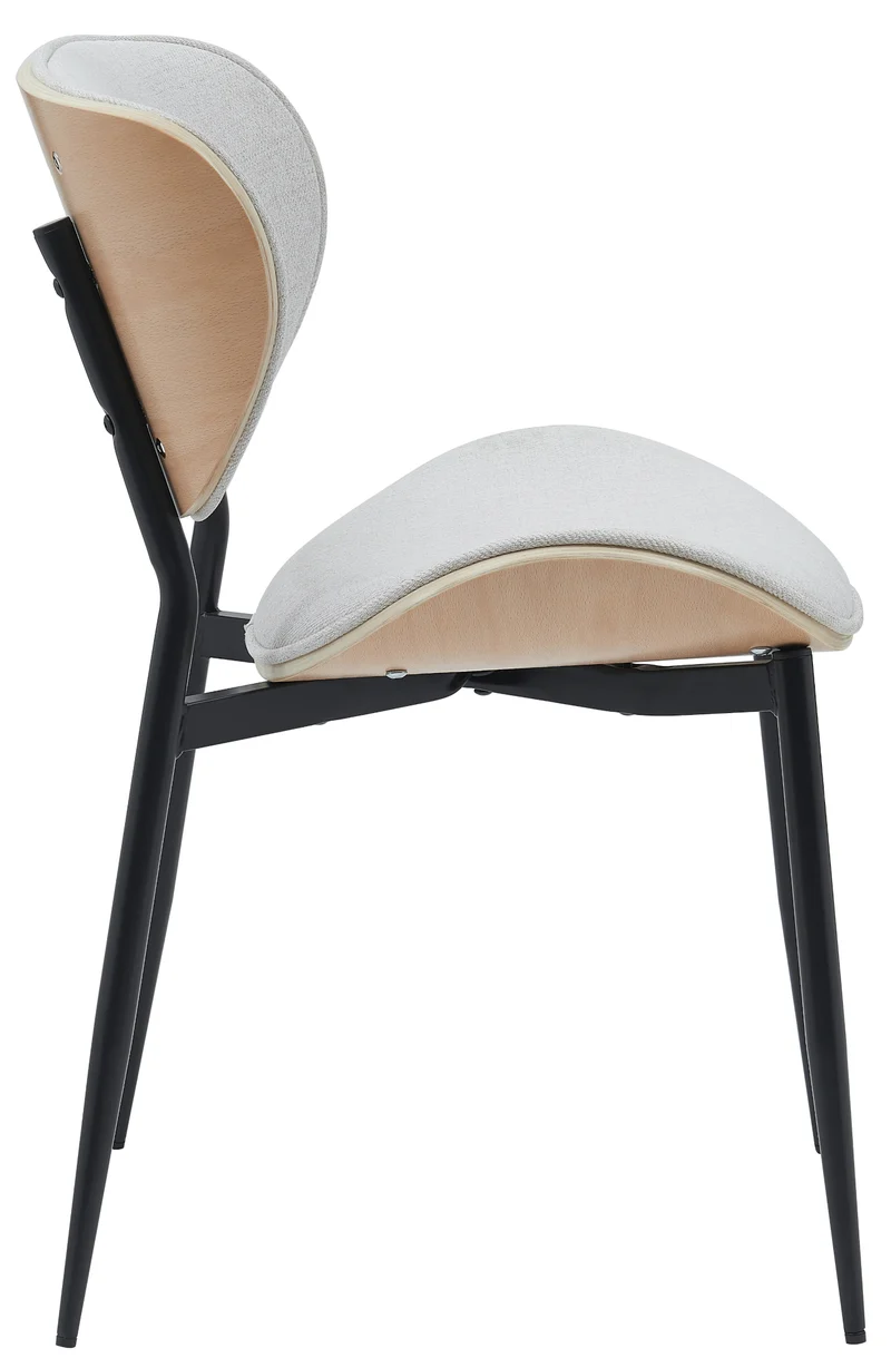 Lot de 2 chaises de salle à manger design en similicuir crème avec coque bois clair structure métal robuste 10_0008619