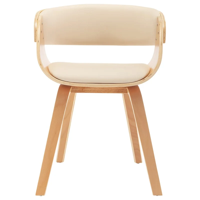Chaise de salle à manger bois courbé et synthétique crème CDS020022