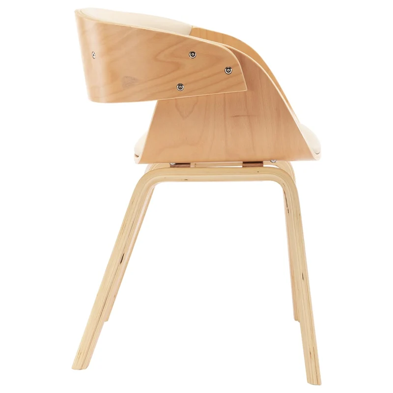 Chaise de salle à manger bois courbé et synthétique crème CDS020022