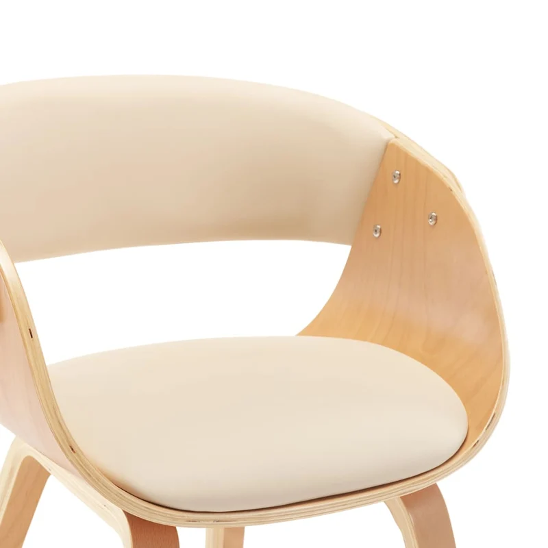 Chaise de salle à manger bois courbé et synthétique crème CDS020022