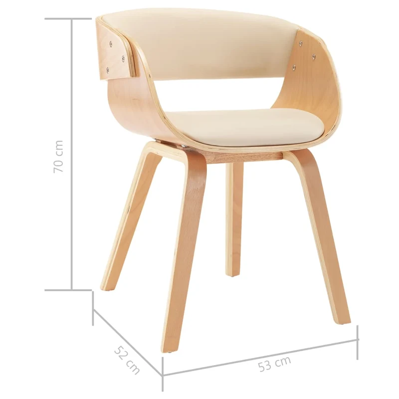 Chaise de salle à manger bois courbé et synthétique crème CDS020022