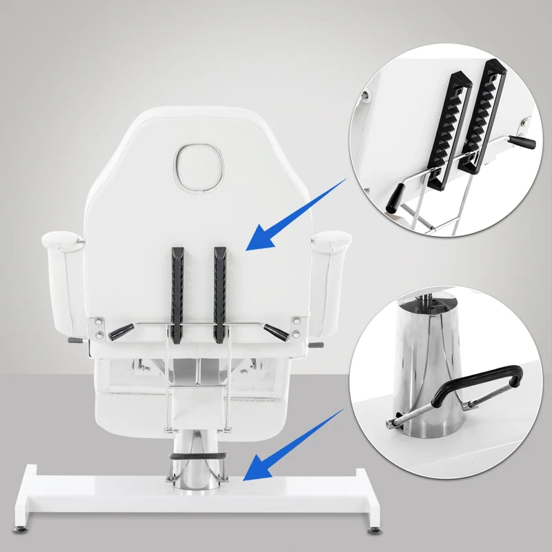 Table d’esthétique professionnelle hydraulique réglable dossier inclinable ouverture visage PVC blanc 10_0008215