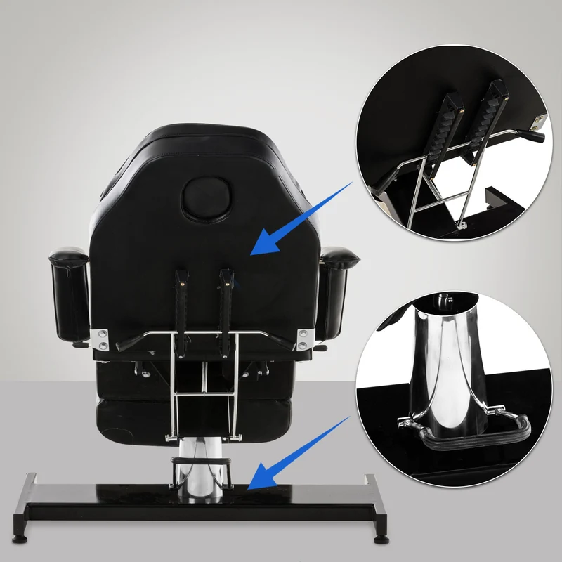 Table d’esthétique professionnelle hydraulique réglable dossier inclinable ouverture visage PVC noir 10_0008212