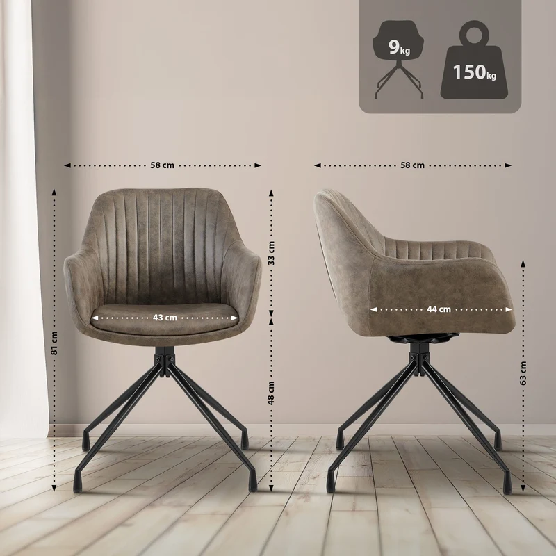 Fauteuil en velours gris à piétement étoile en métal noir – Chaise confortable style contemporain 10_0007704