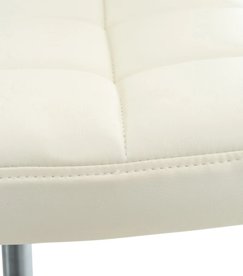 Chaise pivotante design à coutures carrées matelassées – élégance moderne PVC blanc 10_0008210
