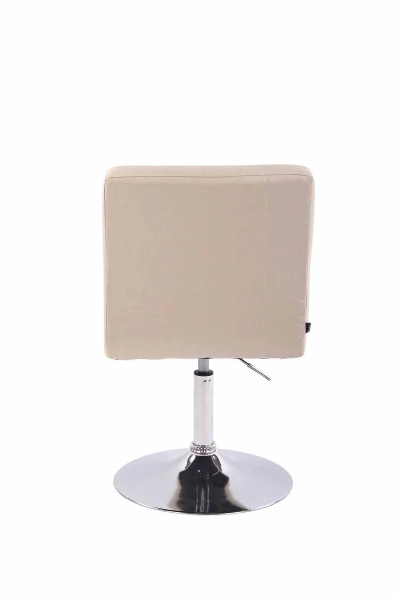 Chaise de salle à manger x1 pivotante réglable en hauteur coutures carrées tissu crème et pied métal chromé 10_0008536