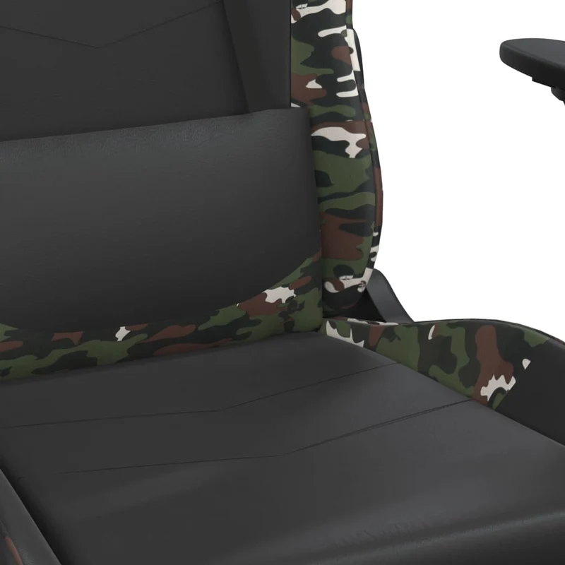 Fauteuil de bureau chaise gaming sur roulettes avec repose-pied noir et camouflage PVC vert DEC025763