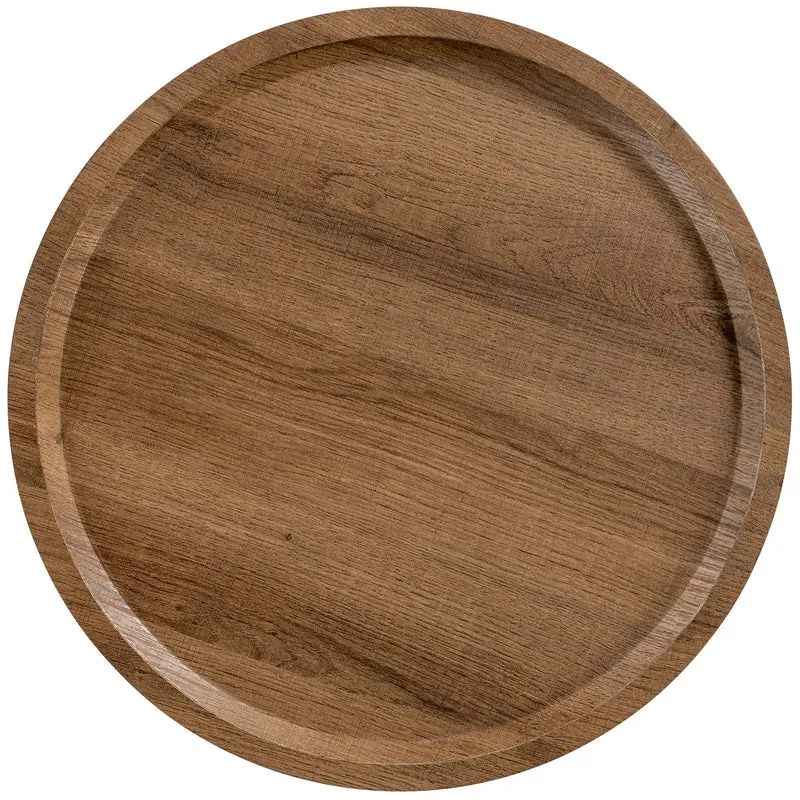 Table d'appoint moderne plateau rond en bois marron Ø60cm design avec pied central en métal noir 10_0009156