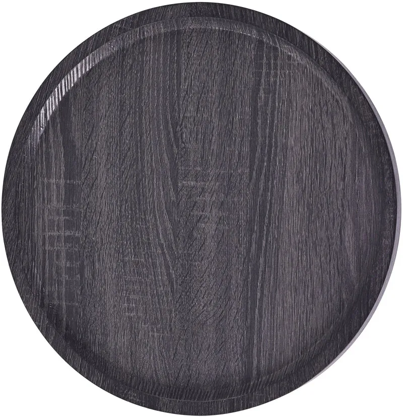 Table d'appoint moderne plateau rond en bois gris Ø40cm design avec pied central en métal noir 10_0009154