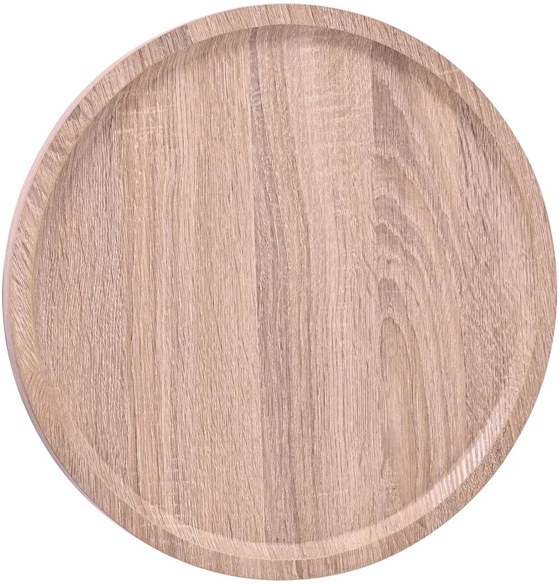 Table d'appoint moderne plateau rond en bois couleur chêne Ø40cm design avec pied central en métal noir 10_0009150