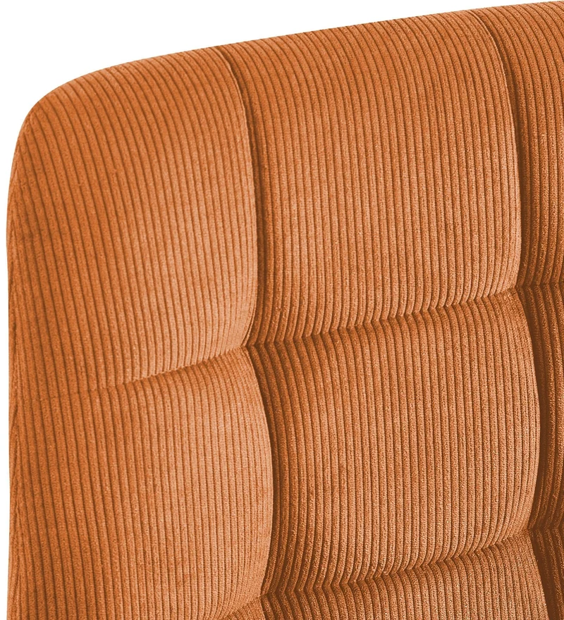 Chaise de salle à manger x1 coutures décoratives carrées en velours côtelé orange et métal noir 10_0007394