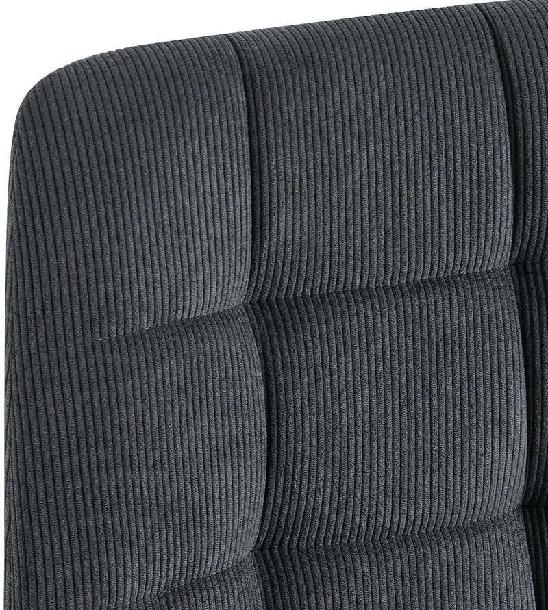 Chaise de salle à manger x1 coutures décoratives carrées en velours côtelé noir et métal noir 10_0007257