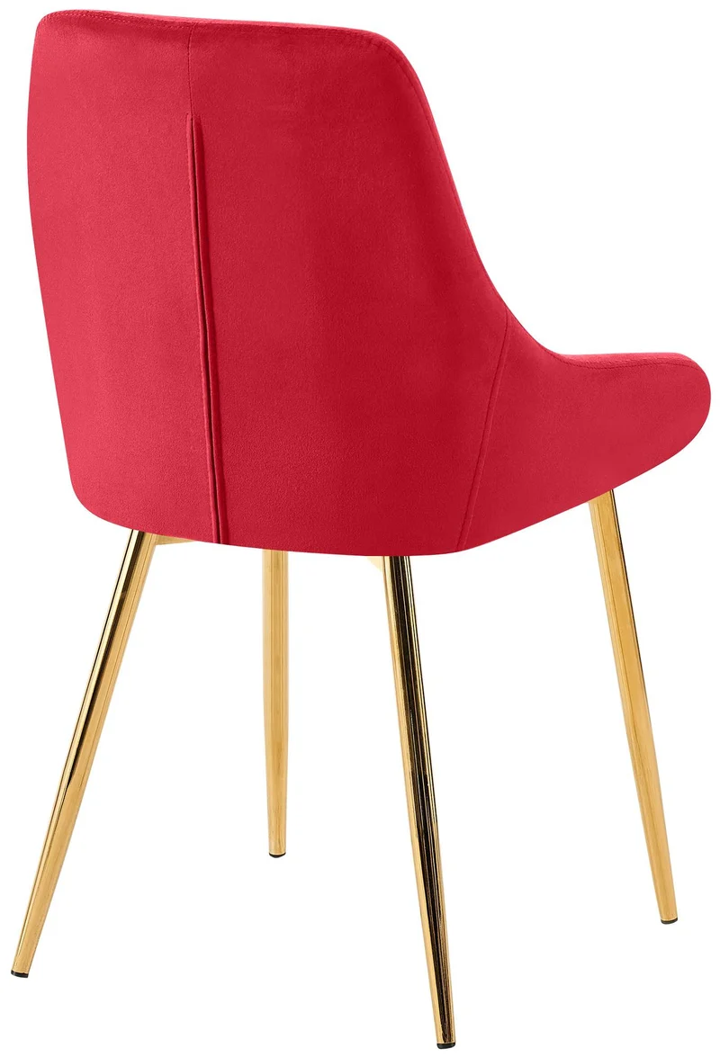 Chaise de salle à manger x1 élégance confort design moderne en velours rouge structure métallique doré 10_0007801